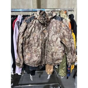 Y2K Natural Gear Camo Hunting Jacket Mens Med‎ Brown Camouflage Hooded Full Zip